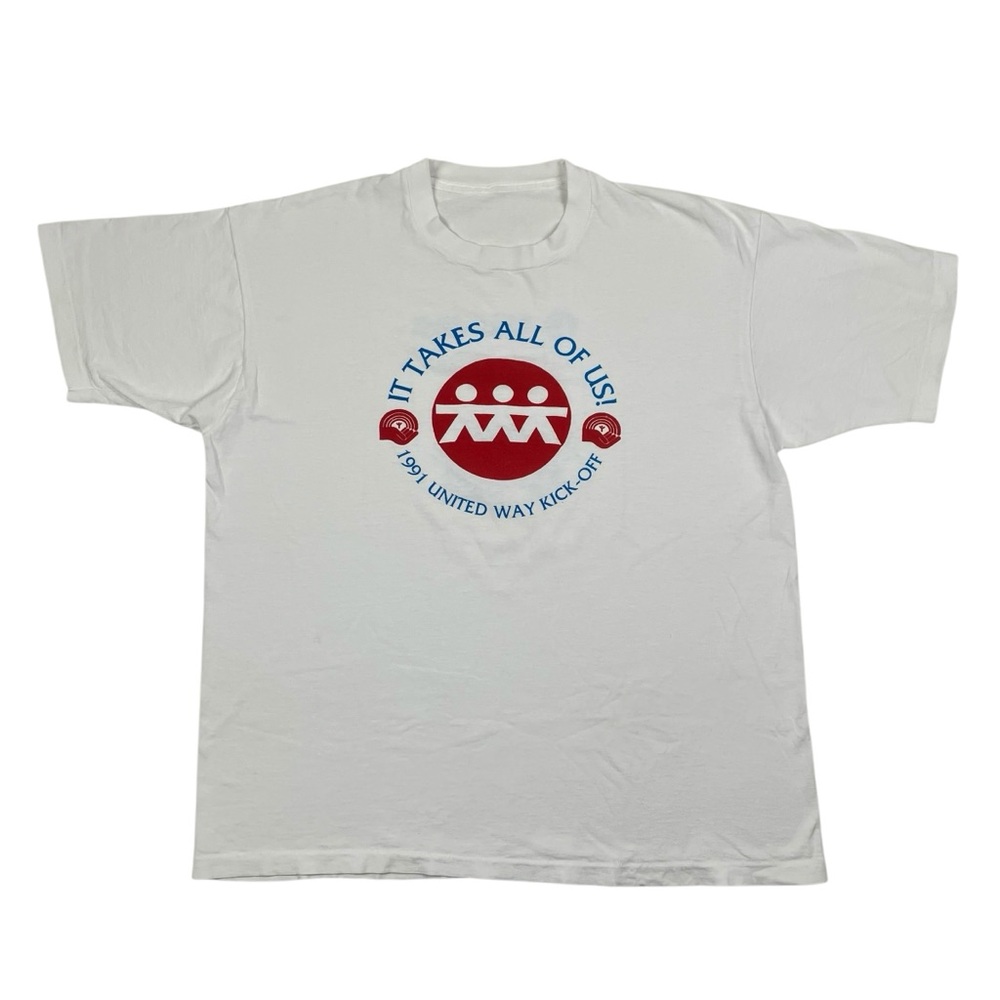 Vintage 1991 "It Takes All Of US" United Way & Unum Single Stitch T Shirt
